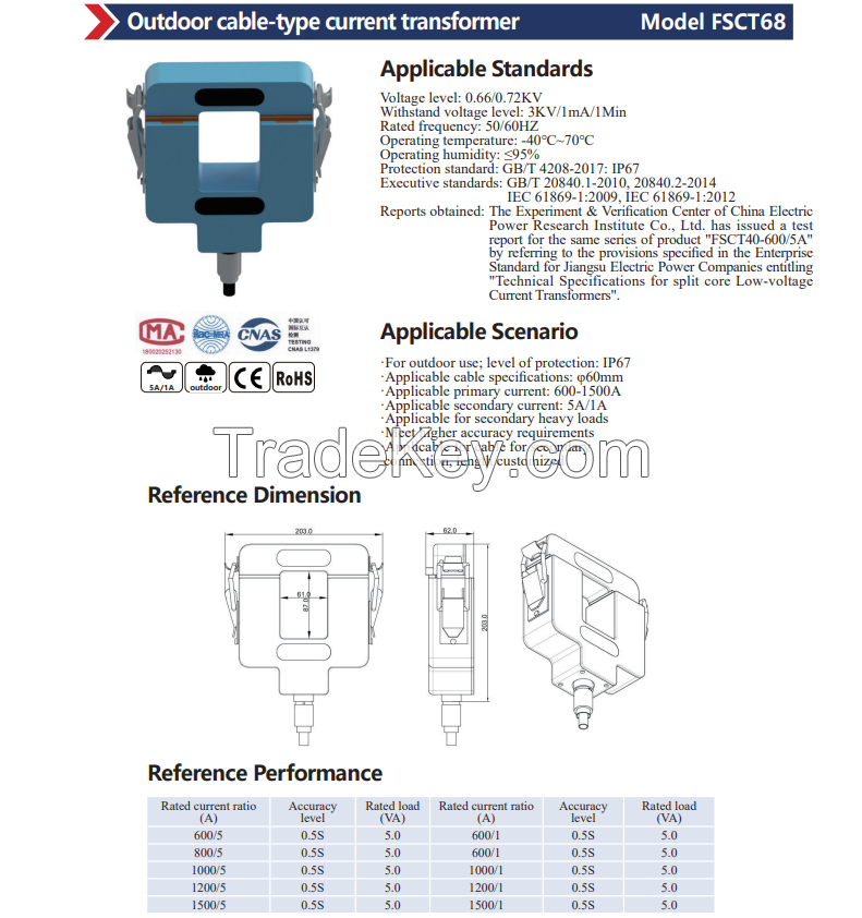 Outdoor Cable-type current transformer FSCT68