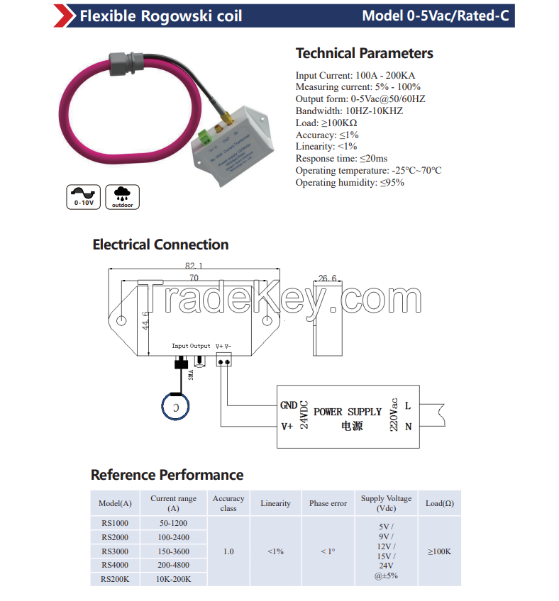 Flexible Rogowski Coil 0-5Vac/Rated-C