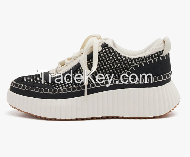 Women's Fashion Sneakers Lace-Up Woven Knit Upper half size