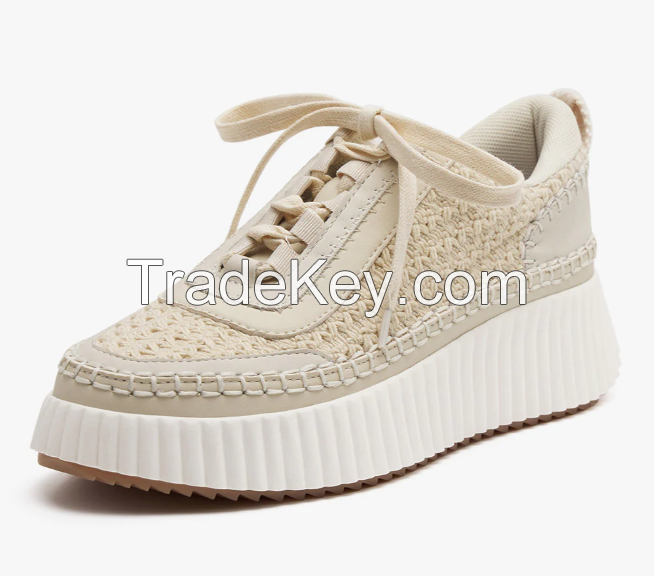 Women&#039;s Fashion Sneakers Lace-Up Woven Knit Upper half size