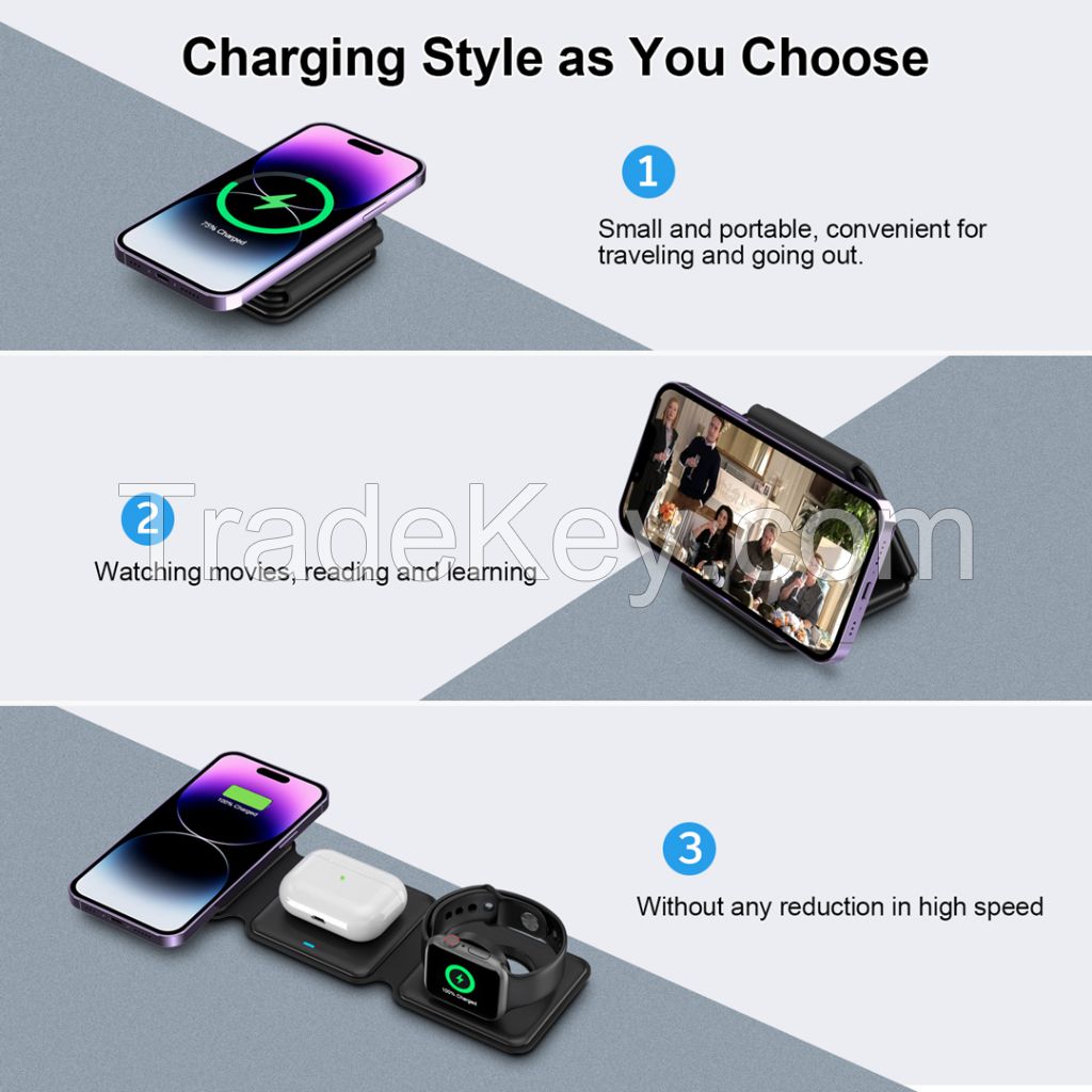 3 in 1 magnetic foldable wireless charger