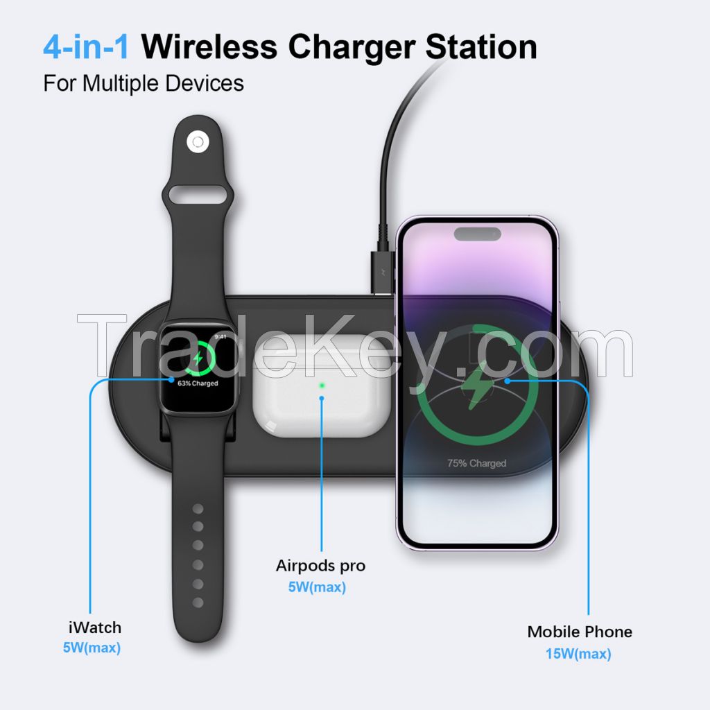 4 in 1 flat wireless charging stand