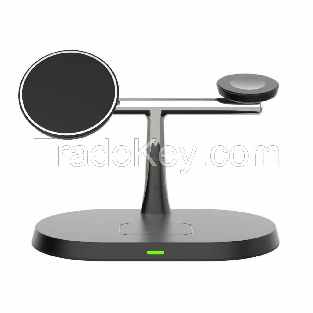 Magnetic 3 in 1 wireless charging stand