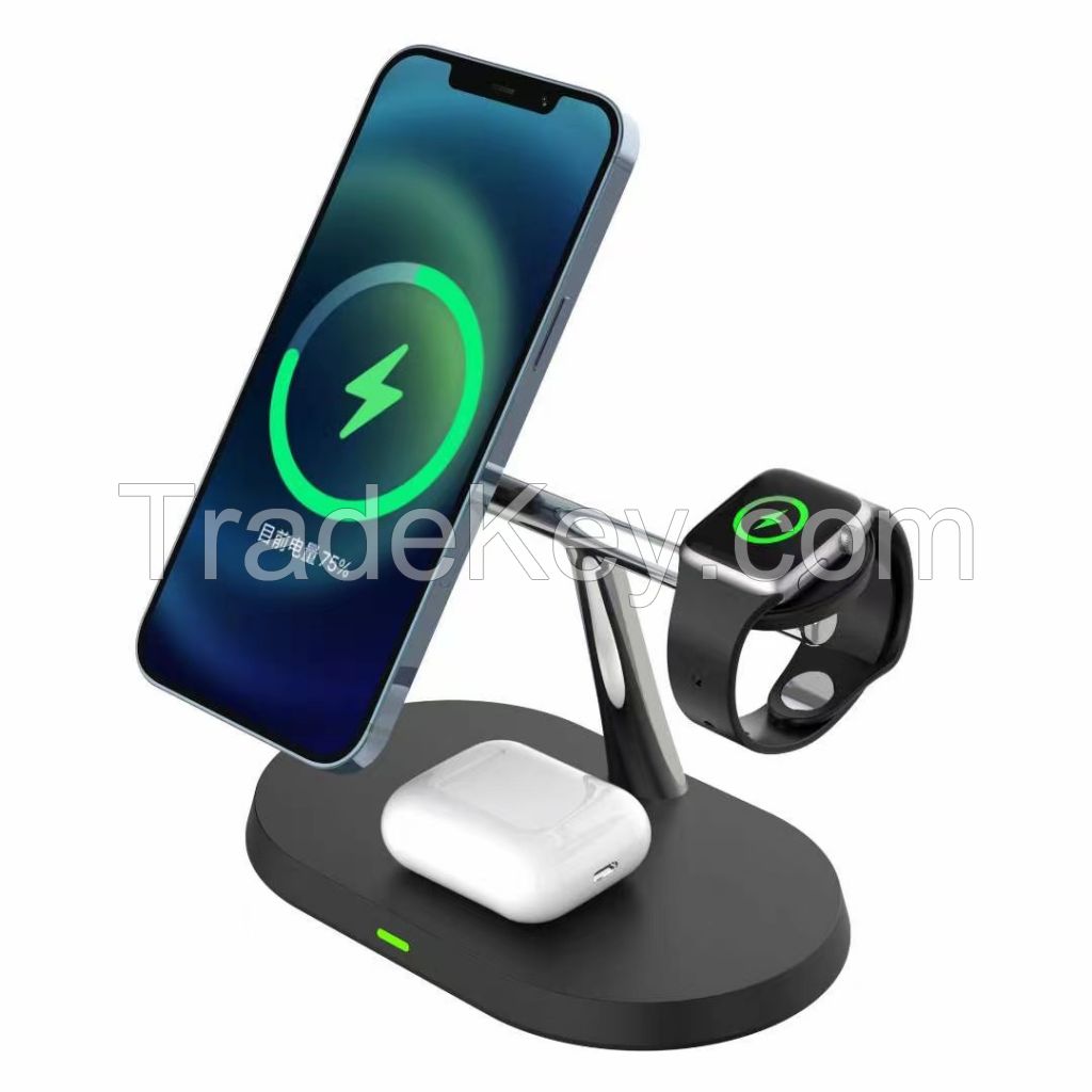 Magnetic 3 in 1 wireless charging stand