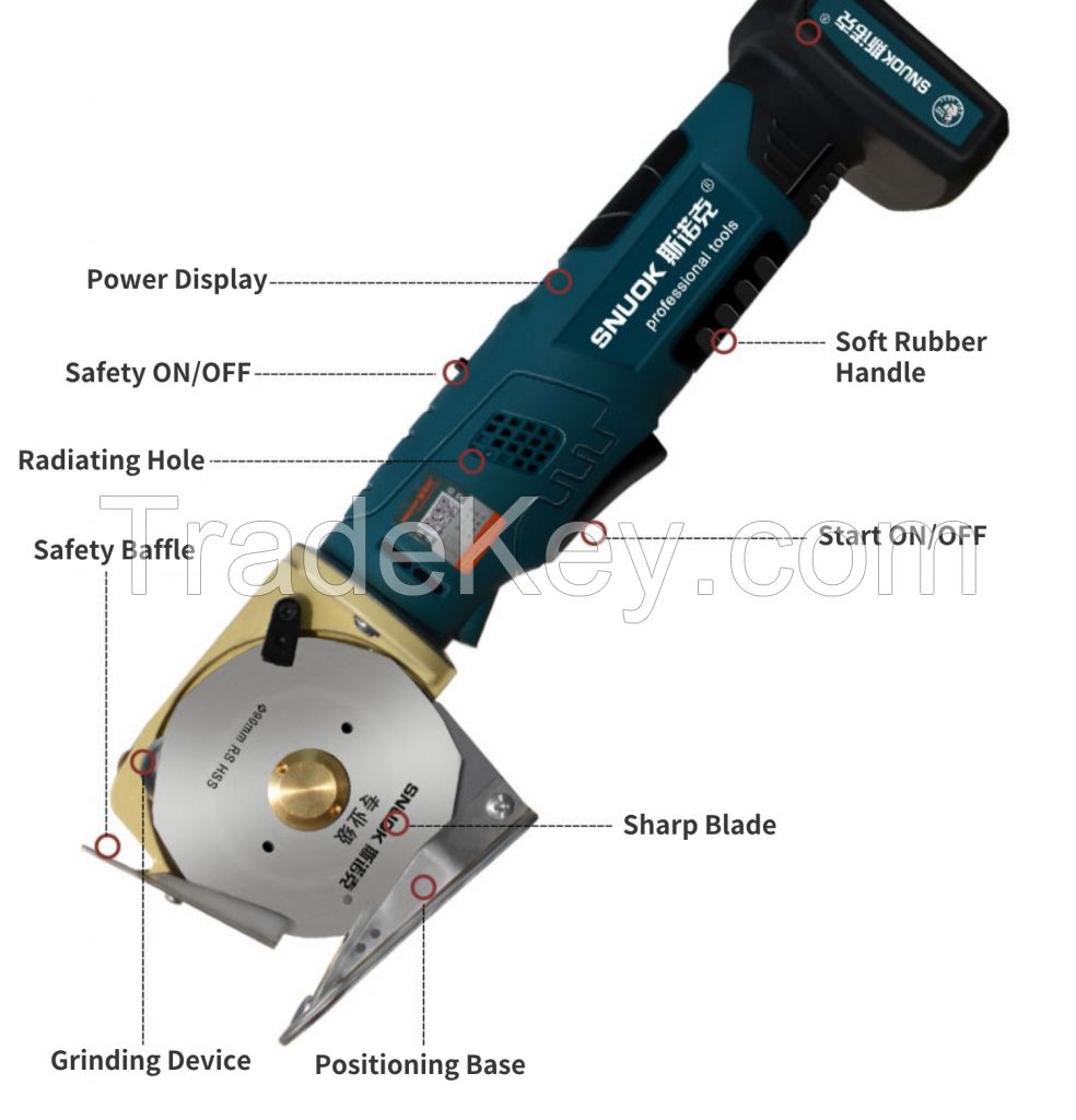 Snuok Handheld 21V Power Circular Scissors for Clothes Leather Carpet Fabric Cutting Shears