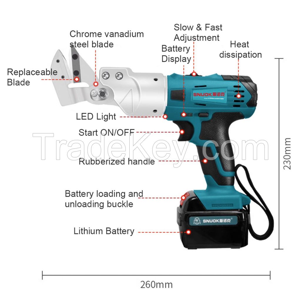 21V Lithium Handheld Metal Sheet Shears for Stainless Steel Plate Cutter, Blade Replaceable