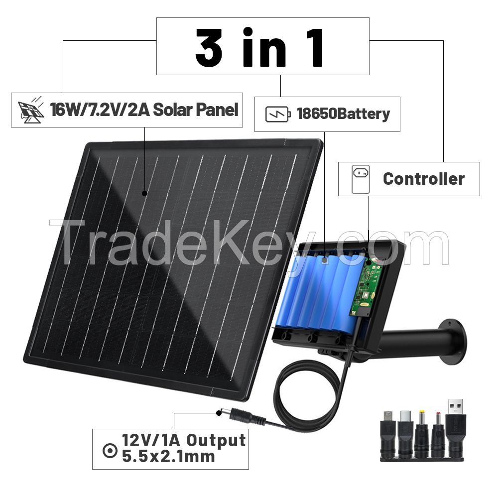 D16R High Efficiency Solar Panel 12V built in 18000mAh battery Powered Micro USB/Type C/DC Output with Remote Control