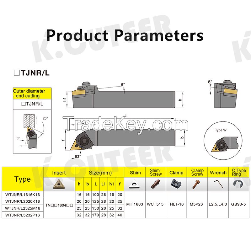 MTJNR2020 MTJNR 1616 MTJNR2525 External Triangul Turning Tool Holder TNMG Carbide Inserts Lathe Cutting Tools Set