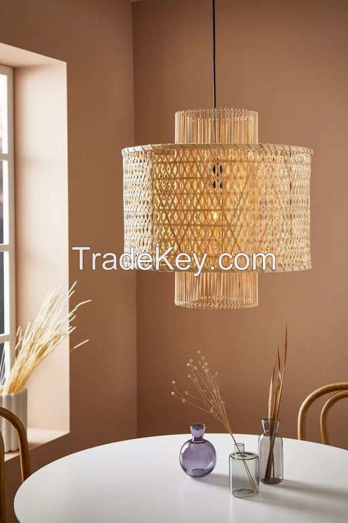 Home Decor Bamboo Pendant Light King Craft Viet Chandeliers Lamp Pendant Lights Rattan Lampshade