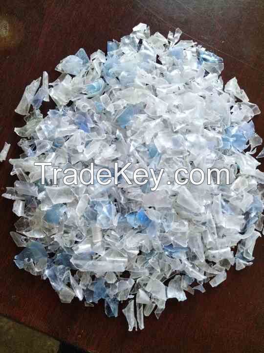 Plastic Recycled Customized Bottle Flakes Scrap Blue White Green Brown PET Crushed Flake For Produce Fiber