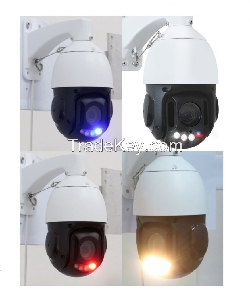 Active Deterrence IR Distance 80m Bule Red Alarm Light Full Color Linkage Alert IP PTZ Camera