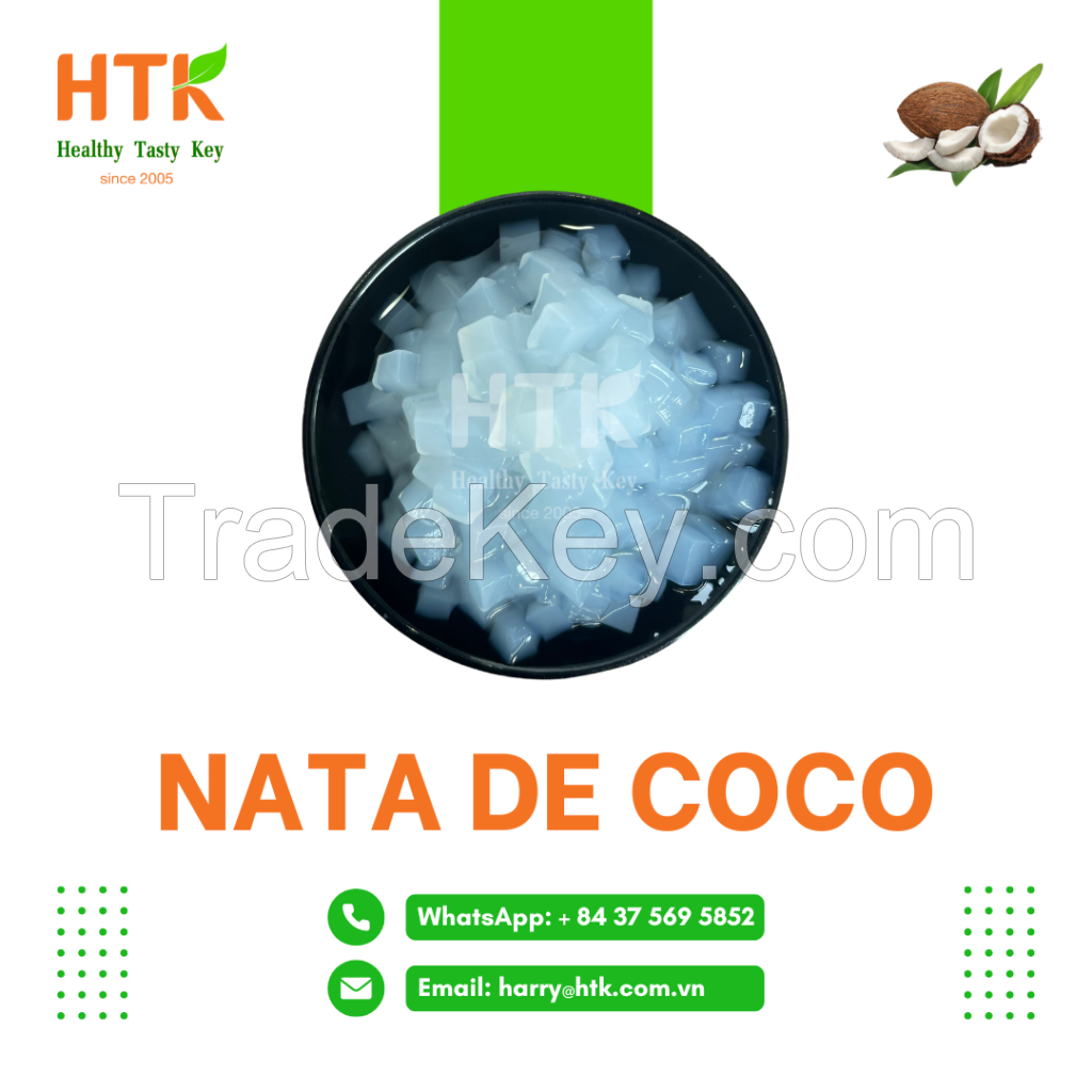 Hot trending 2024 Nata De Coco in Syrup Coconut Jelly for Food and Beverage made by HTK Food Factory in VietNam