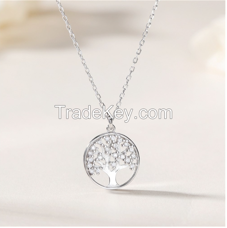 10 Gram 0.02m Tree Of Life Pendant Necklace Wedding 5A Cubic Zirconia Necklace