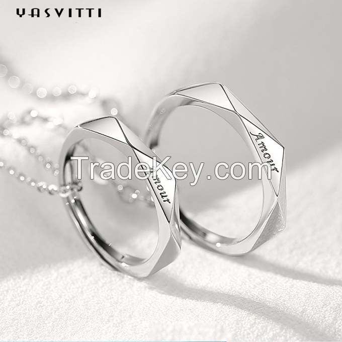 2mm 33ft Love Ring Necklace 0.14oz Stainless Steel Solid Silver Necklace