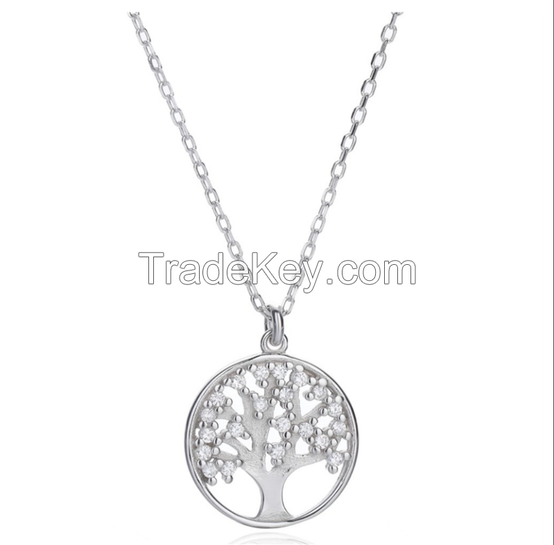 10 Gram 0.02m Tree Of Life Pendant Necklace Wedding 5A Cubic Zirconia Necklace