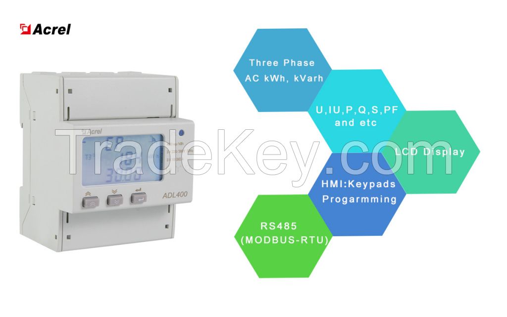 Acrel Din Rail ADL400 kwh Meter Three Phase Smart Power Consumption Meter with Optional Digital and RS485 Port Factory Seller