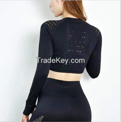 Ladies Seamless Sportswear Printing Top and Short Sports Wear Fitness Wear Gym Top