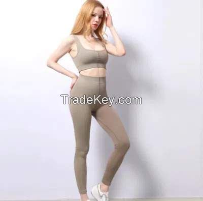 OEM Custom High Waist Seamless Knitted Tight Yoga Pants Black Solid Seamless Leggings