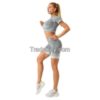 Women Seamless Gym Fitness Activewear Set High Waisted Pants