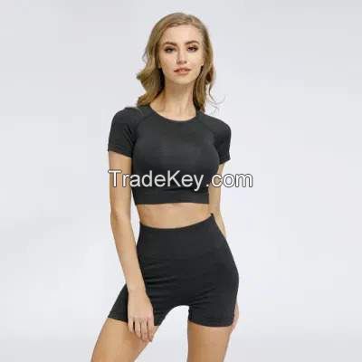 Ladies Sport Suit Sport Short Sleeve Top Sport Short Pants Fitness Wear Gym Wear Yoga Wear