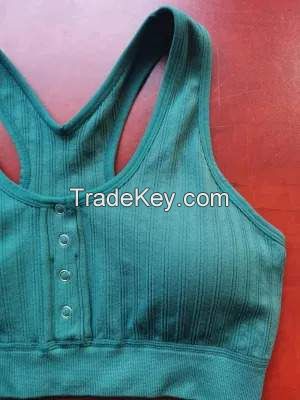 Gym Fitness Top Post Closure Thicken Built in Sports Wear Cross Back Plus Ladies Bra