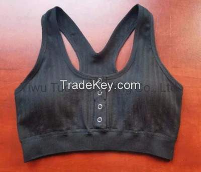 Gym Fitness Top Post Closure Thicken Built in Sports Wear Cross Back Plus Ladies Bra