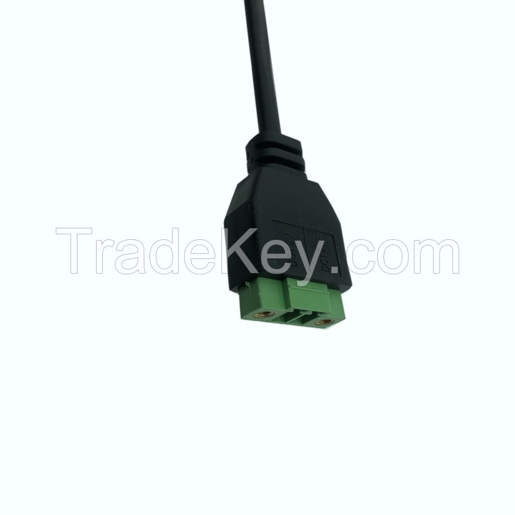 017 Custom Cable Harness Assembly Rj45f/3.81 Pitch 2pin Terminal Block With Lugs Waterproof Wire For Outdoor Cameras Traffic Monitoring