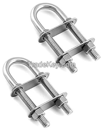 Square U-Bolt, Stainless Steel Square Bend U Bolts with Nuts and Frame Plate for Automobiles Trailer, Ski Boat, or Sailboat Trailer