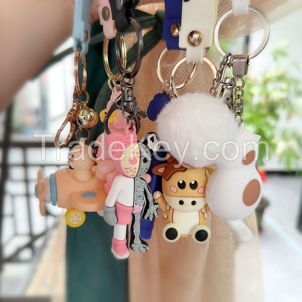 Soft 3D 2D Pvc Keychains / Keyrings