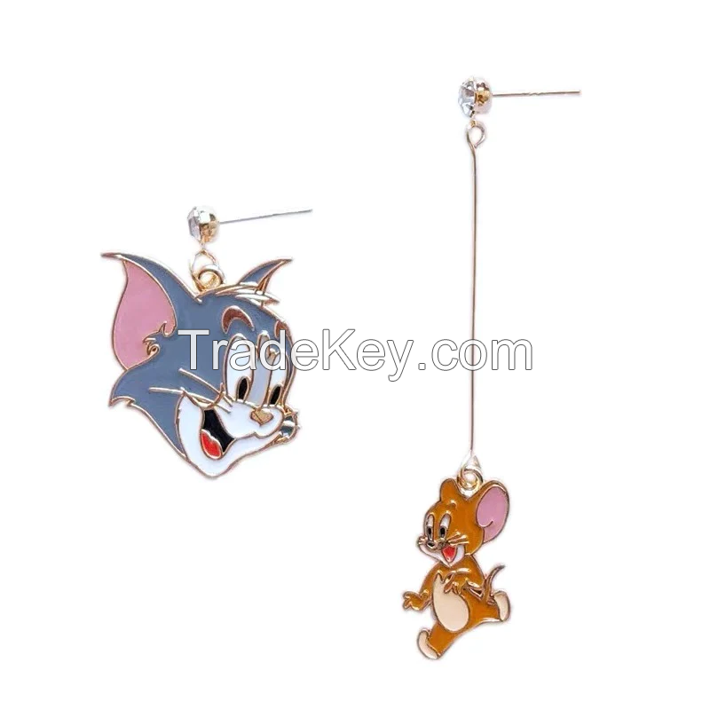 S925 Sterling Silver Tom &amp;amp; Jerry Earrings