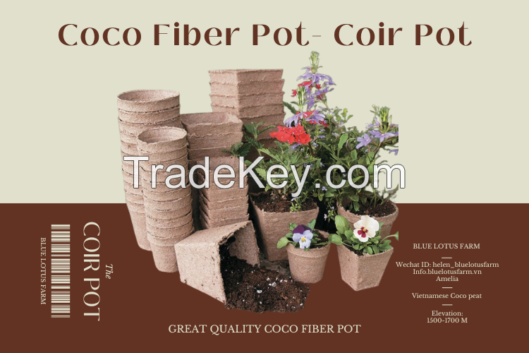 HOT PRICE VIETNAMESE COIR POT FLOWER COCONUT FIBER FROM BLUE LOTUS FARM 2023