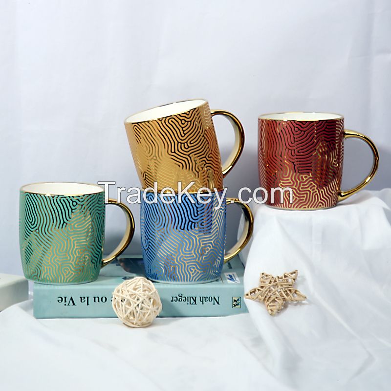 New Design Gold Handle Coffee Cups for Gift