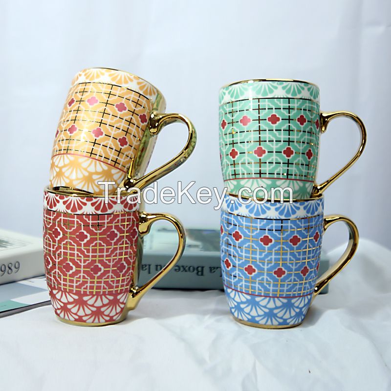 New Design Gold Handle Coffee Cups for Gift