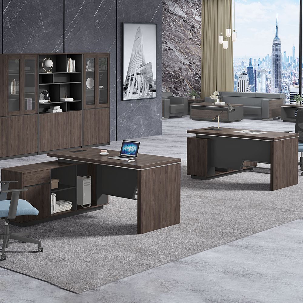 Wood Walnut L Shape Manager Executive Desk