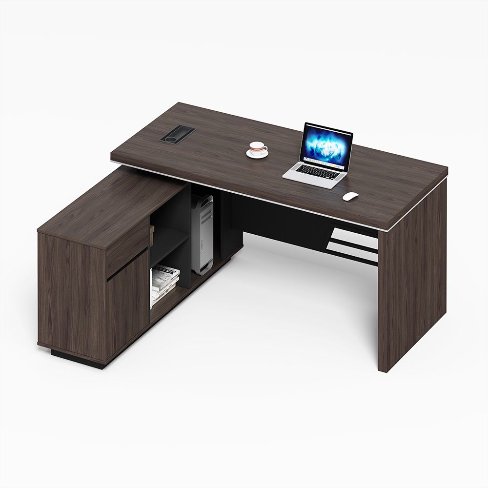 Wood Walnut L Shape Manager Executive Desk