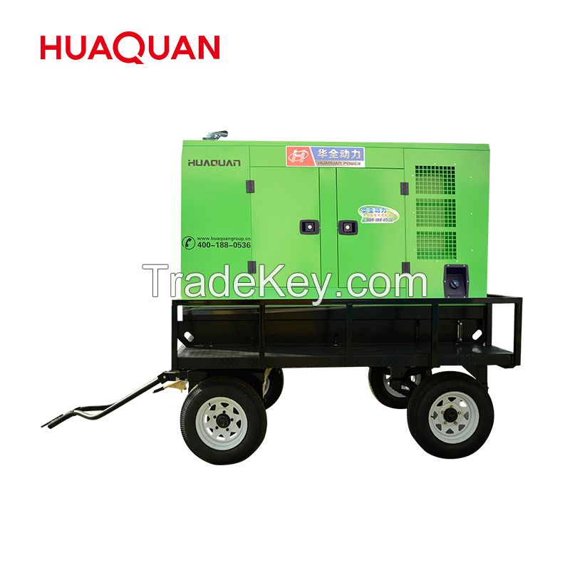 new powered with HUAQUAN engine 50kW 62.5kVA super silent trailer type tra diesel generator set