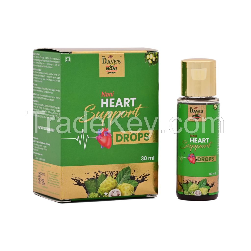 The Dave&#039;s Noni Heart Support Drops for Cardiac Wellness &amp;amp; Cholestrol Control, Noni Immunity Booster Drops -30ml