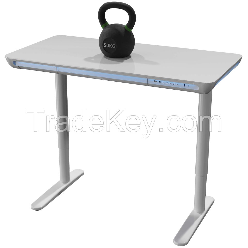 V-mounts Tempered Glass Electric Adjustable Desk with LED Light