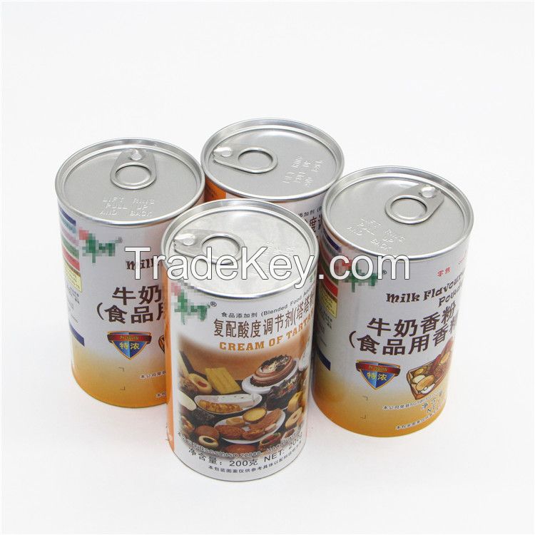 Round Easy Pull Can Paper Tube with Lid Plastic Cover Food Grade Cardboard Paper Tube Package for Snacks Can Powder