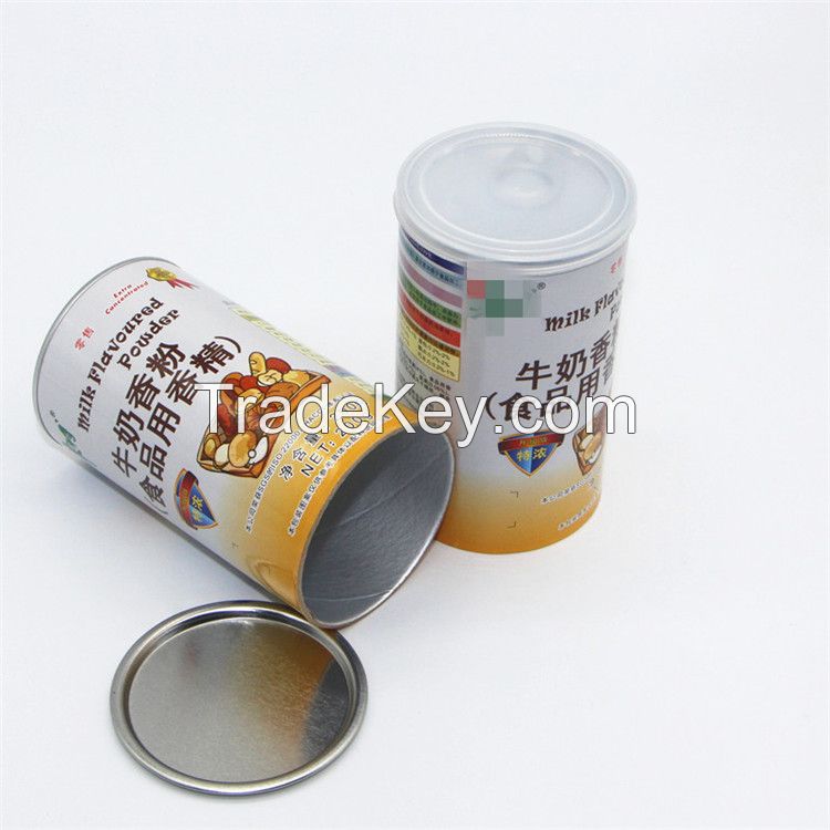 Round Easy Pull Can Paper Tube with Lid Plastic Cover Food Grade Cardboard Paper Tube Package for Snacks Can Powder