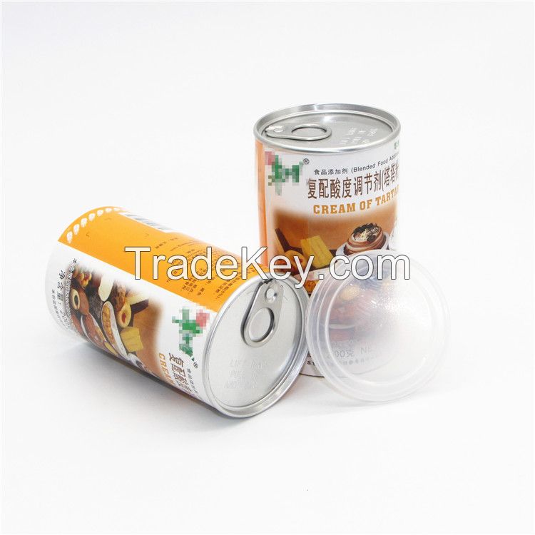 Round Easy Pull Can Paper Tube with Lid Plastic Cover Food Grade Cardboard Paper Tube Package for Snacks Can Powder