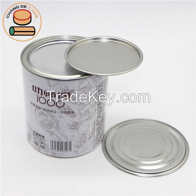 Food Grade Milk Powder Can Composite Paper Tube Pet Food Paper Canister Can Packaging Box with Metal Lid Customized Seal Can Tin