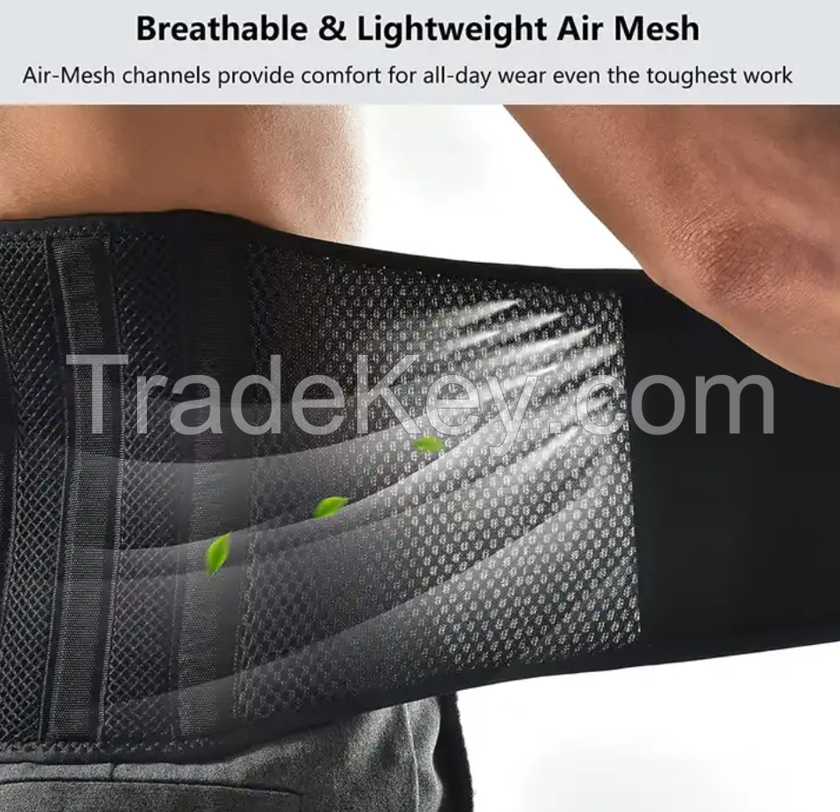 Customizable Air Mesh Back Brace for Men Women Lower Back Pain Relief Stays Adjustable Belt for Work Anti-skid back support