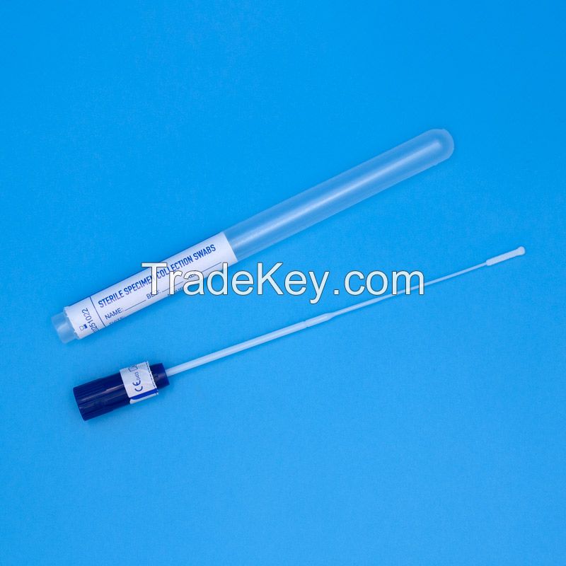 Disposable Sterile Specimen Collection Nylon Flocked Nasopharyngeal Swab with Tube