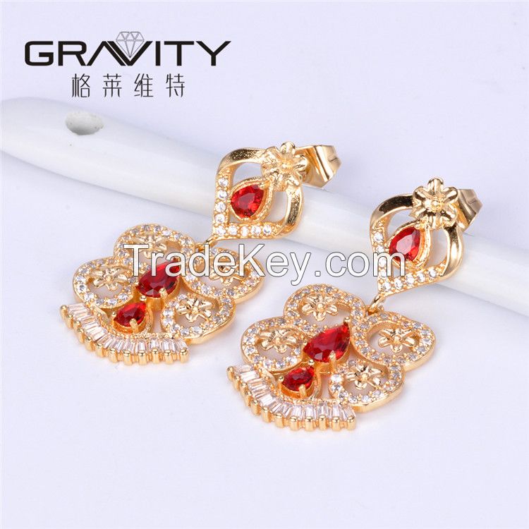 ESDG0040 Gravity 2017 latest top new model designs fashion brass plated 18K gold stud earring