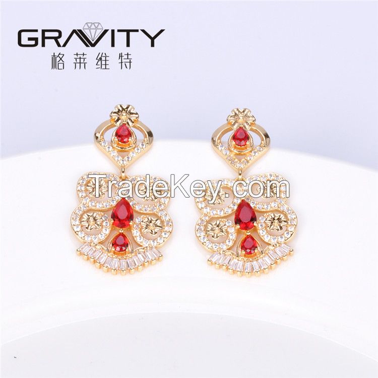 ESDG0040 Gravity 2017 latest top new model designs fashion brass plated 18K gold stud earring