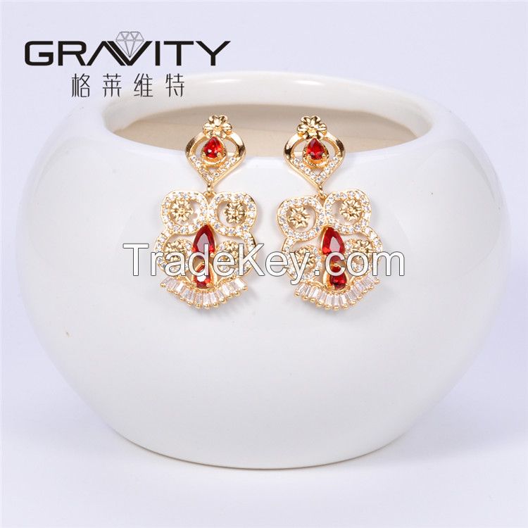 ESDG0040 Gravity 2017 latest top new model designs fashion brass plated 18K gold stud earring