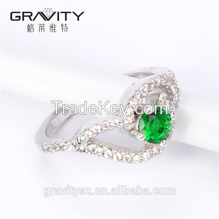 Wholesale Best Valentine Gift vogue jewelry 2 gram green diamond Arabic engagement ring for women