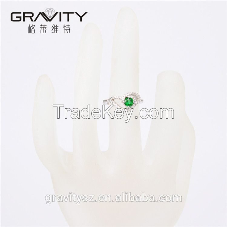 Wholesale Best Valentine Gift vogue jewelry 2 gram green diamond Arabic engagement ring for women