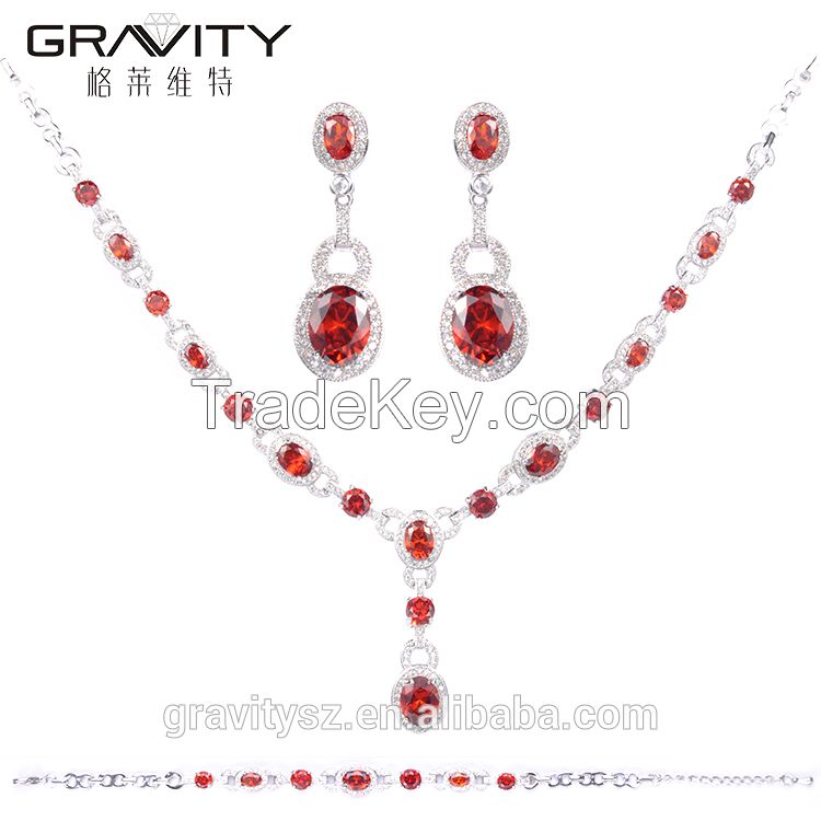 Gravity Custom luxury style cz zirconia imitation silver jewelry set